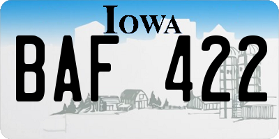 IA license plate BAF422