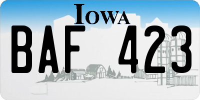 IA license plate BAF423