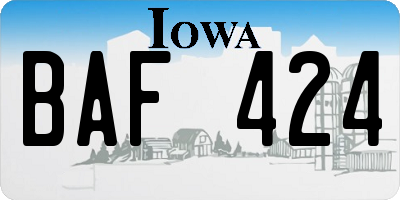 IA license plate BAF424