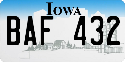 IA license plate BAF432