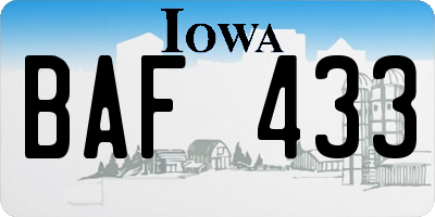 IA license plate BAF433