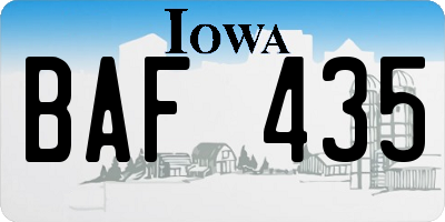 IA license plate BAF435