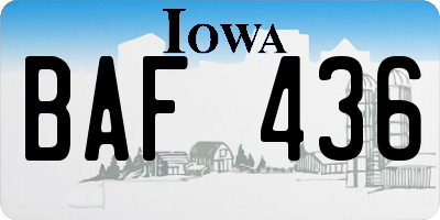 IA license plate BAF436