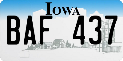 IA license plate BAF437
