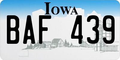 IA license plate BAF439