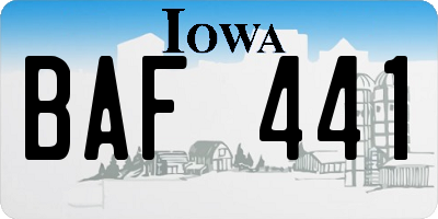 IA license plate BAF441