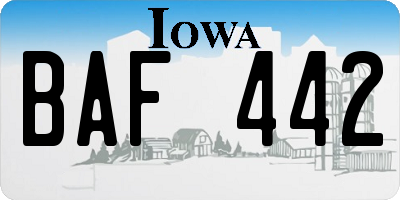 IA license plate BAF442