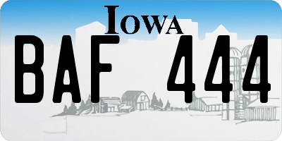 IA license plate BAF444