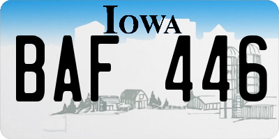 IA license plate BAF446