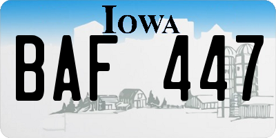 IA license plate BAF447