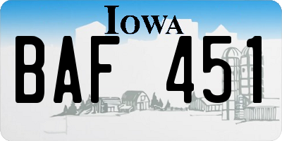 IA license plate BAF451
