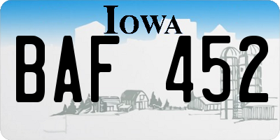 IA license plate BAF452