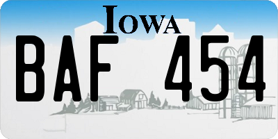 IA license plate BAF454
