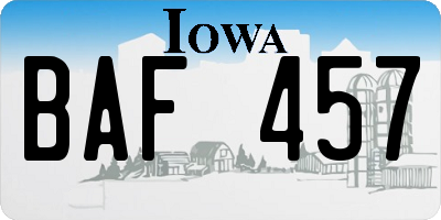 IA license plate BAF457