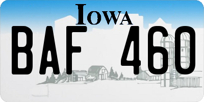 IA license plate BAF460