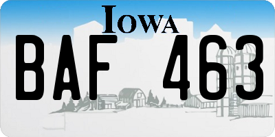 IA license plate BAF463