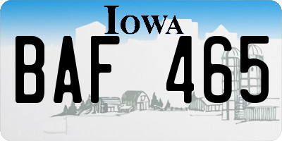 IA license plate BAF465
