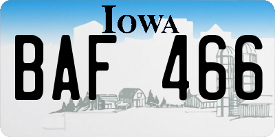 IA license plate BAF466