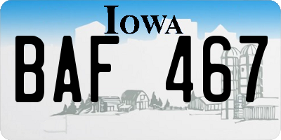 IA license plate BAF467