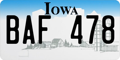 IA license plate BAF478