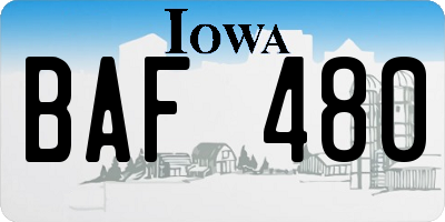 IA license plate BAF480