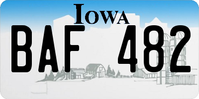 IA license plate BAF482