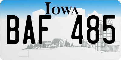 IA license plate BAF485