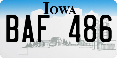IA license plate BAF486