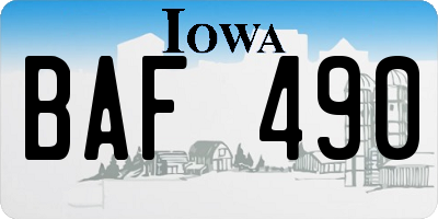 IA license plate BAF490