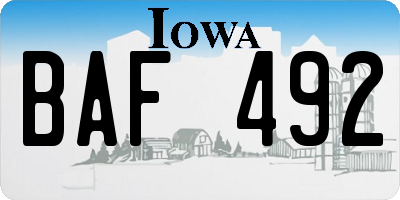 IA license plate BAF492