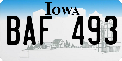 IA license plate BAF493