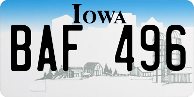 IA license plate BAF496