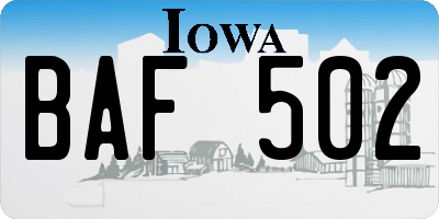 IA license plate BAF502
