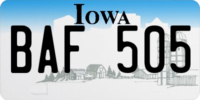 IA license plate BAF505