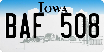IA license plate BAF508