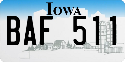 IA license plate BAF511