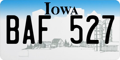 IA license plate BAF527