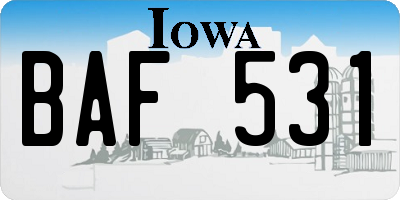 IA license plate BAF531