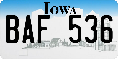 IA license plate BAF536