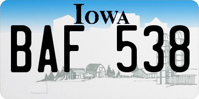 IA license plate BAF538