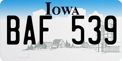 IA license plate BAF539