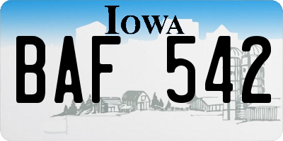 IA license plate BAF542