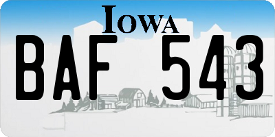 IA license plate BAF543