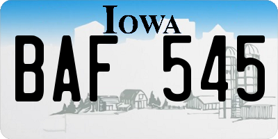 IA license plate BAF545
