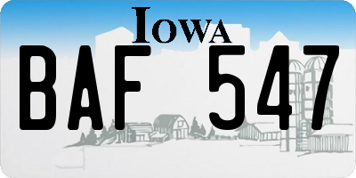 IA license plate BAF547