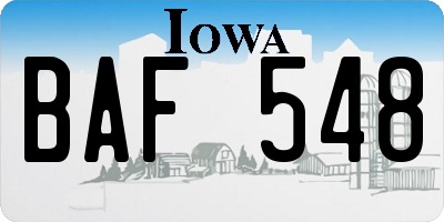 IA license plate BAF548