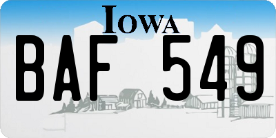 IA license plate BAF549