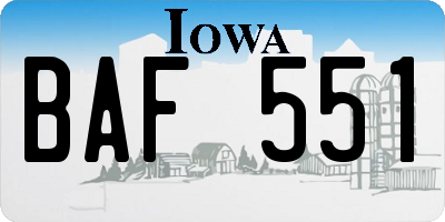IA license plate BAF551