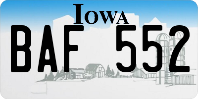 IA license plate BAF552