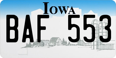 IA license plate BAF553
